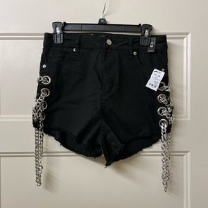 Chain Highrise Denim Shorts